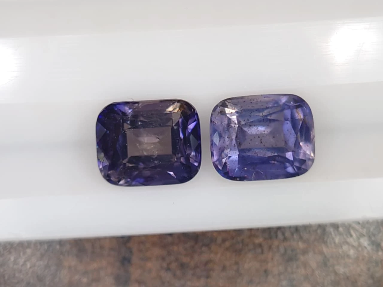 2.9ct Natural Reverse Pair Cushion Faceted Iolite Pair from Madagascar — view 4